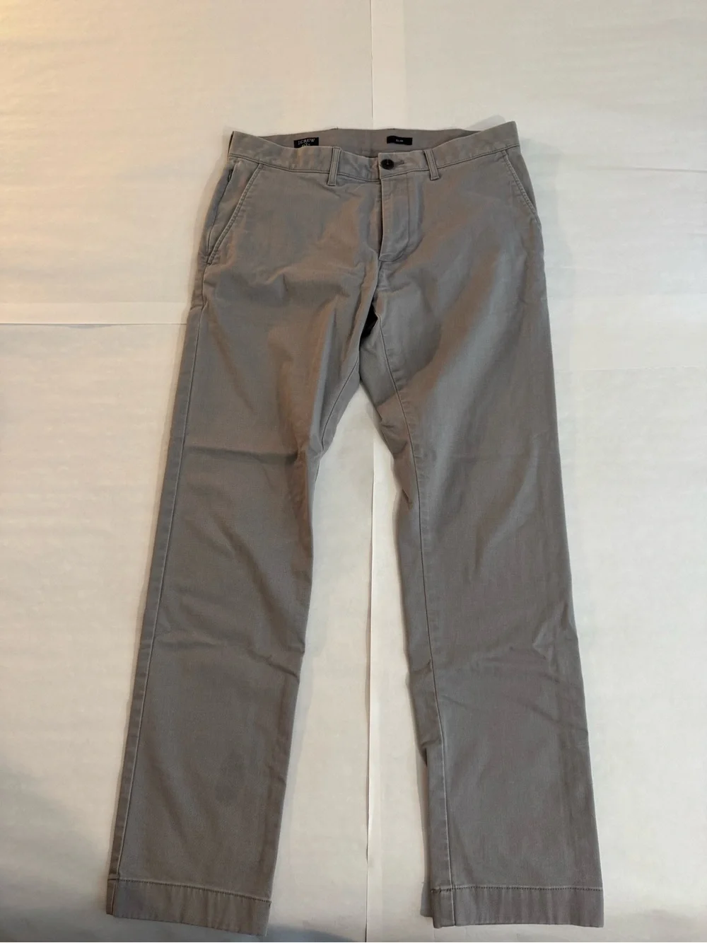 J. Crew Men's Straight Chinos in Light Gray Slim